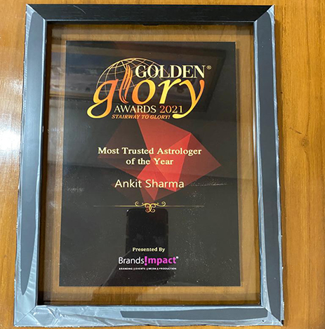 Golden Glory Award to Astrologer Ankit Ji by Brand Impact � Most Trusted Astrologer of India