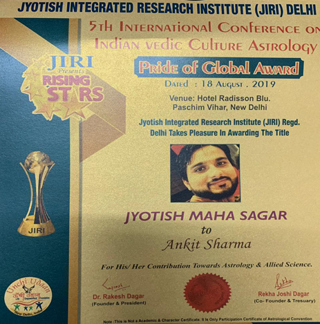 Jyotish Maha Sagar Certificate