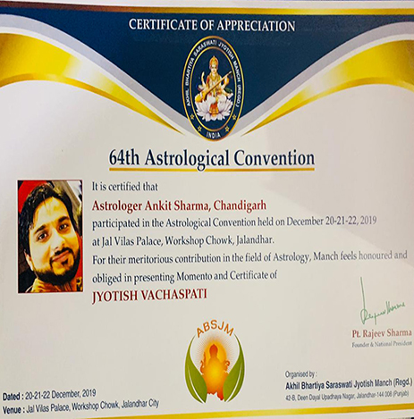 Jyotish Vachaspati Certificate