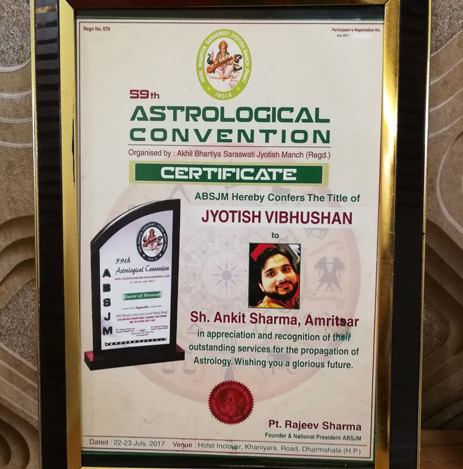 Jyotish Vibhushan Certificate